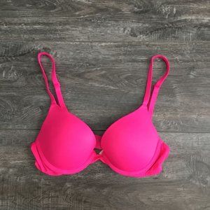 PINK Victorias Secret Sz 32A Solid Hot Neon Pink Padded Push-Up Bra EUC!
